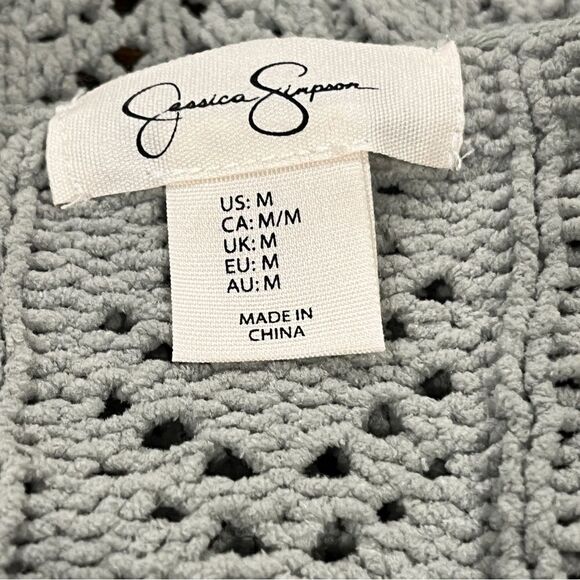 Jessica Simpson crop long sleeve open cardigan size medium very pale dust green - Picture 8 of 12